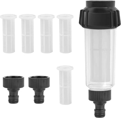 Waterfilter Set voor Tuinslang, 3/4 Inch Pre-Filter met 5 Filter Inserts en 2 Snelle Adapters, Ideaal voor Hogedrukreinigers, Tuinpompen en Irrigatiesystemen