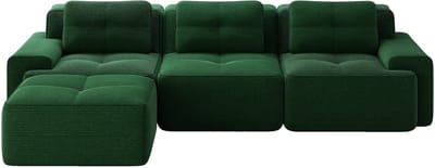 Cloud modulaire bank, L-vormige bank zonder frame, modulaire bank met voetenbank, modulaire Cloud bank, 3-zits corduroy Cloud bank voor de woonkamer, montagevrije bank, groen