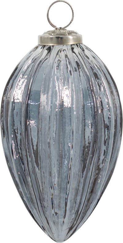 HomeBound by KY | Glazen kerstbal ovaal grijs | 12,5x12,5cm | kerstbal
