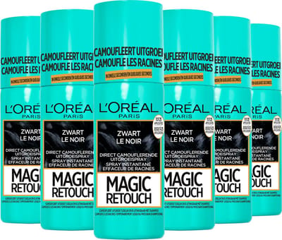 L'Oréal Paris Magic Retouch Zwart Camouflerende Uitgroeispray Voordeelverpakking - 6 x 75ml
