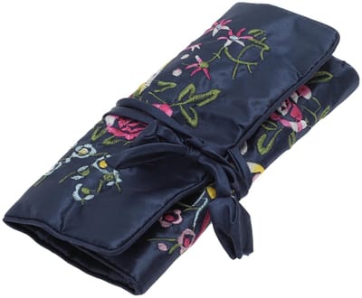 Dailygoods- Sieradenroltas met borduurwerk - Sieraden organizer - Opbergoplossing - Draagbaar - 27 x 20 x 1,1 cm - Veilig opbergen van accessoires - Sieradenorganizer
