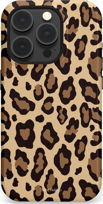 Casetastic hoesje geschikt voor Apple iPhone 15 Pro - MagSafe - Dubbellaagse bescherming - Wilde Panter - Fashion Case - Zwart Taupe Crème