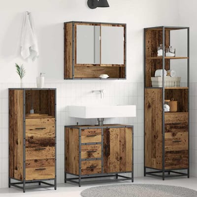 vidaXL - Badkamermeubel - Set - 4 - st - Oud - Hout - 65 - x - 33 - x - 60 - cm - Bewerkt - hout