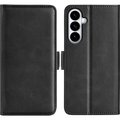 CaseBody Samsung S26 Plus Real Leather Wallet Hoesje Zwart