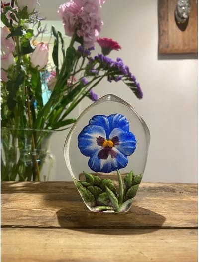 Mats Jonasson Viooltje Kristal - Helder, Groen, Blauw - Voor Binnen - Staand