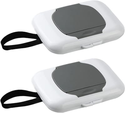 Herbruikbare Doekjes Houders - Draagbare Veeg Containers - Baby Verzorging Onderweg - Compact Ontwerp - 16.5 x 13 cm - Grijs