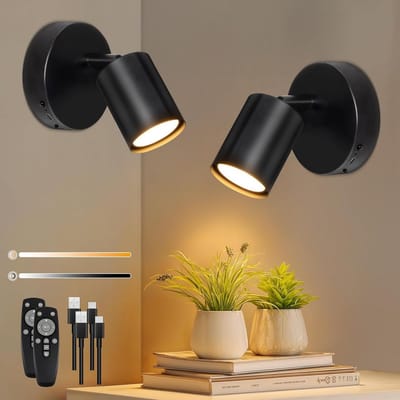 Draadloze Wandlampen - Oplaadbare Lampen - Sfeerverlichting Binnen - 3 Kleuren Instelbaar - 11x10x8cm - Zwart
