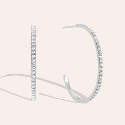 Bijoutheek Oorknoppen Halve Hoop Zirconia Steentjes Fijn Zilverkleurig