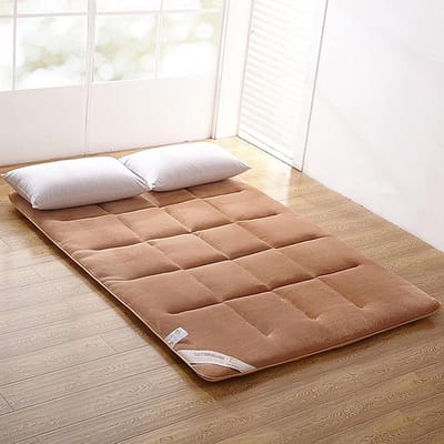 Opvouwbare Futon Matras - Japanse Vloer Matras - Comfortabel Slapen - Ademend Katoen Mix - 150x200cm - Bruin