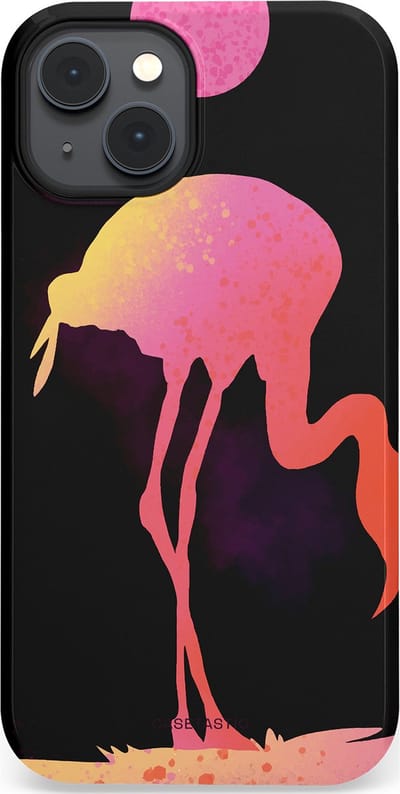 Casetastic Hoesje Geschikt voor Apple iPhone 14 Plus Magsafe - Stijlvolle Beschermende Duo-layer Case - Silhouet Flamingo