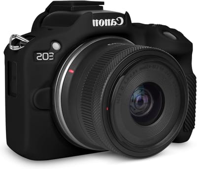 Zachte Siliconen Beschermhoes voor Vlogging Camera - Lichtgewicht Case en Grip voor Canon EOS R50 - Zwart