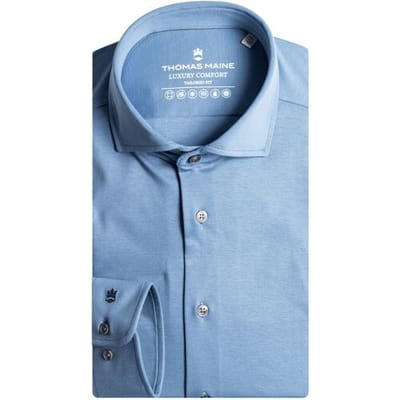 Thomas Maine Overhemd Roma Modern Kent Luxury Comfort Denim Blue / male