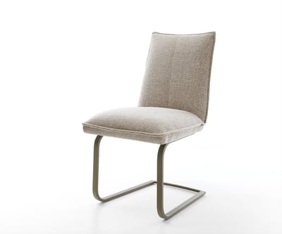 Sledestoel Lelio-Flex sledemodel vlak afwerking met titanium geweven stof beige pocketveer kern