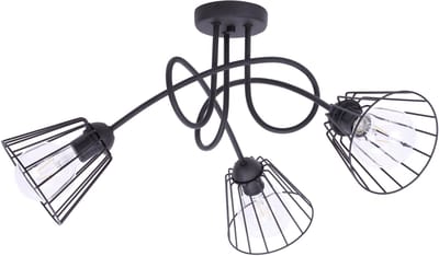 Light Home Edison 1427/3 – Hanglamp Retro Loft – 3-lichtpunten – Metaal Draad – E27 LED – Industrieel & Modern – Verstelbare Montage – Zwart/Wit
