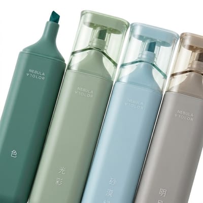 Groen blauw goudkleurige glitter markeerstiften set 4 stuks markeerstiften brede beitel punt transparante houder voor school kantoor journaling en markeren