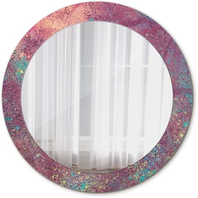 Tulup Spiegel - Spiegel op gehard Glas - Ronde Spiegel - Kleurenfestival - Diameter: 70 cm - Decoratieve spiegel - Slaapkamerspiegel - Badkamerspiegel - Make-upruimte - Kaptafel - Paarse - Stijlvol accent - Decoratief Spiegel - Wandmontage