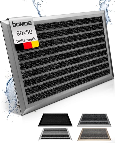 bomoe AluGant DL – Aluminium Deurmat 50x80 cm Blauw Grijs Metallic – Vloermat Antislip Buiten & Binnen – Roestvrij Weerbestendig