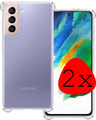 Hoesje 2 Stuks - Geschikt voor Samsung Galaxy S21 FE - Sterk & Shockproof - Siliconen Case - Back Cover - Telefoon Hoes Shock Proof - Transparant