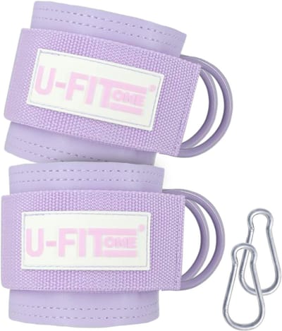 U Fit One 2 Stuks Ankle Strap Fitness met Draagtas en Karbijnhaken - Enkel Strap - Enkelband - Ankle Cuff Strap - Paars