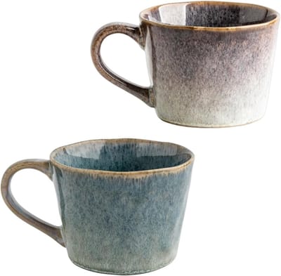 Retro Keramische Koffiekoppen Set van 2 - 350ml Grote Mokken voor Koffie en Thee, Vintage Design, Vaatwasser- en Magnetronbestendig, Perfect voor Cappuccino en Latte