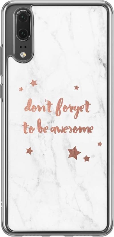 Casimoda® hoesje - Geschikt voor Huawei P20 - Be Awesome - Siliconen/TPU - Soft Case - Grijs - Tekst