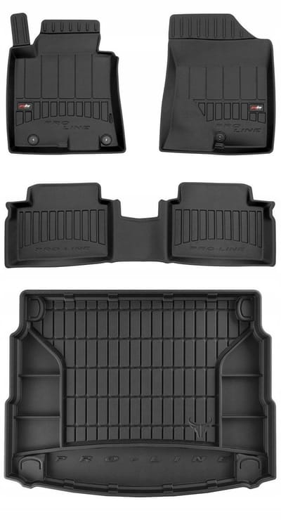 Frogum ProLine - Automattenset en Kofferbakmat - Geschikt voor Hyundai i30 II Hatchback (2011-2017) - Laser-fit Pasvorm - TPE Rubber - Geurloos