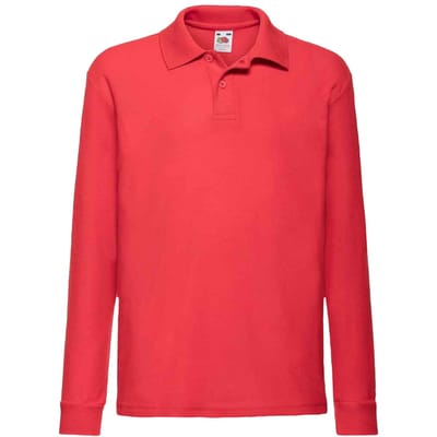Fruit of the Loom Kinderen/Kinderen Lange Mouw Pique Polo Shirt (Rood)
