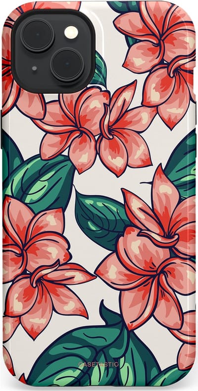Casetastic hoesje geschikt voor Apple iPhone 15 Plus - MagSafe - Dubbellaagse bescherming - Bloemenparadijs - Fashion Case - Petrol Koraal Perzik Wit
