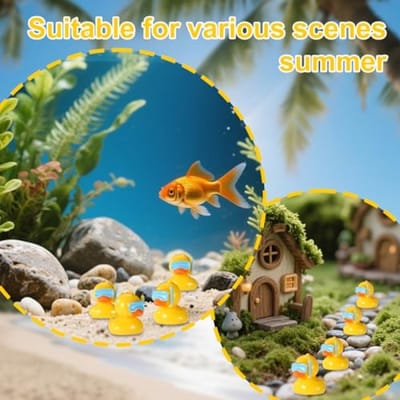 ModernStore 50 Stuks Zomerse Mini-Hars Eendjes met Duikbril - Miniatuur Strandeendjes voor Poppenhuis, Microtuinlandschap, Bonsai Decoratie - Verstoppertje 2,5 cm