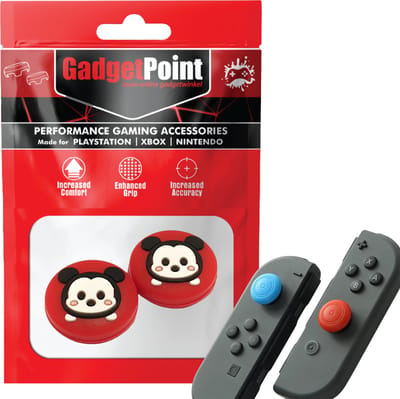 Gadgetpoint - Thumb Grips voor Nintendo Switch Joy-Con Controllers - Gaming Thumbgrips - Performance Anti-Slip Thumbsticks - Bescherming Accessoires - Muisjes - Rood