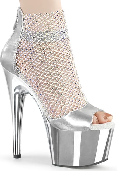 Pleaser - ADORE-765RM Plateau Laarzen, Paaldans schoenen - Paaldans schoenen - 37 Shoes - Zilverkleurig