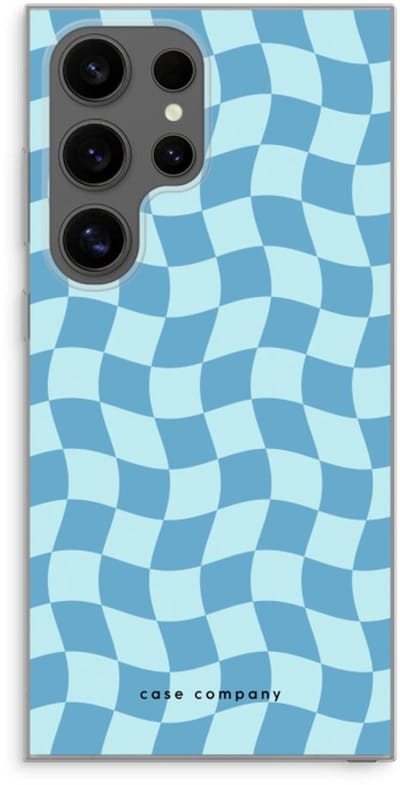 Case Company® - Hoesje geschikt voor Samsung Galaxy S24 Ultra hoesje - Grid Blauw - Soft Cover Telefoonhoesje - Bescherming aan alle Kanten en Schermrand