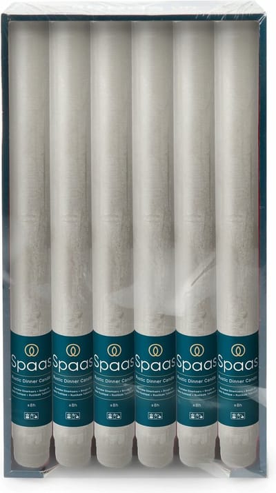 Spaas Dinerkaarsen rustiek - lichtgrijs - 12x - 25 cm - 10 branduren - huishoudkaarsen