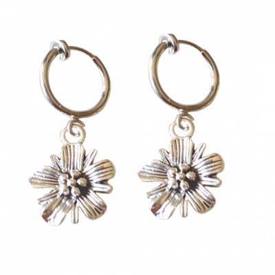 Klem oorbellen -zilverkleur-bloem- geen gaatje- Charme Bijoux