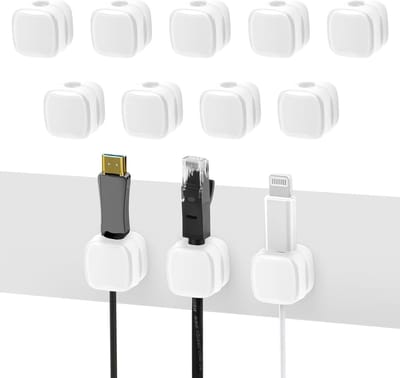 Kabelhouders met Magnetische Sluiting, 6 Stuks, Desk Cable Management Organiser voor Kabels, Thuis en Kantoor, Opruimen en Organiseren van Kabels