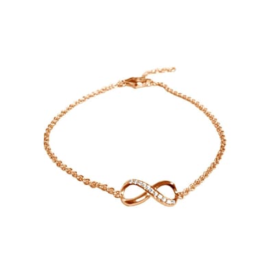 New Bling 910481543 Zilveren Infinity Armband met Zirkonia - Zilver - Infinity - Zirkonia - 17+3cm - Ankerschakel - Rosekleurig