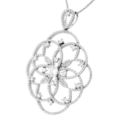 Orphelia ZH-7213 - CHAIN WITH PENDANT FLOWER - 925 silver - cubic zirkonia - 45 cm