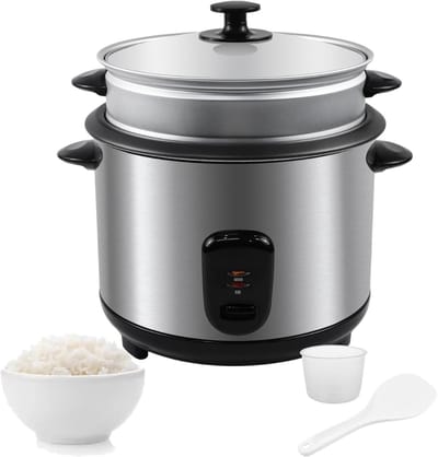 Nexvo® Rijstkoker Klein - Rijstkoker - Elektrische Rijstkoker - 2.2L - Zilver - 31cm x 31cm x 32cm