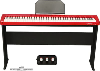 Digitale Piano met 88 Gewogen Toetsen – GPPD Home Stage C8 rood Inclusief Onderstel en 3 Pedalen