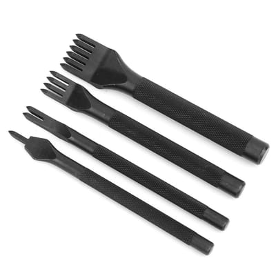 Kit de 4 ciseaux à dents pour le travail du cuir, outil de bricolage, noir, galvanoplastie, 3 mm black