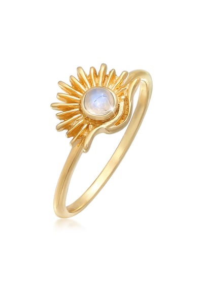 Elli - Ring - Dames Zon Boho Look Trend Blogger met Maansteen in 925 Sterling Zilver - Dames
