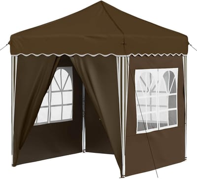 Pop-up tent - Partytent vouwen - Buitenfeesten organiseren - Inclusief 4 zijwanden - 195x195x245 cm - Taupe