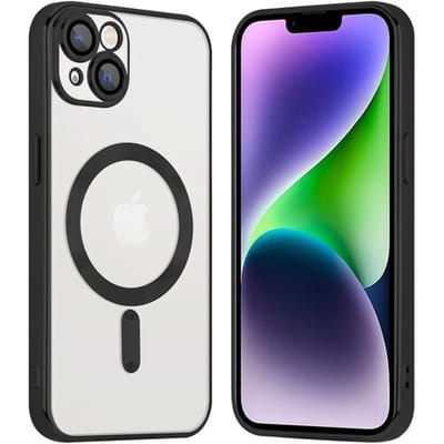 Coverzs telefoonhoesje geschikt voor Apple iPhone 14 Plus Magneet hoesje met camera cover - magnetisch hoesje - zwart