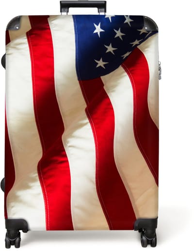 NoBoringSuitcases.com® - Koffer groot - Reiskoffer lichtgewicht - Amerikaanse vlag - Rood - Blauw - USA - Rolkoffer met 4 wielen - Grote trolley XL - 98 liter bagage