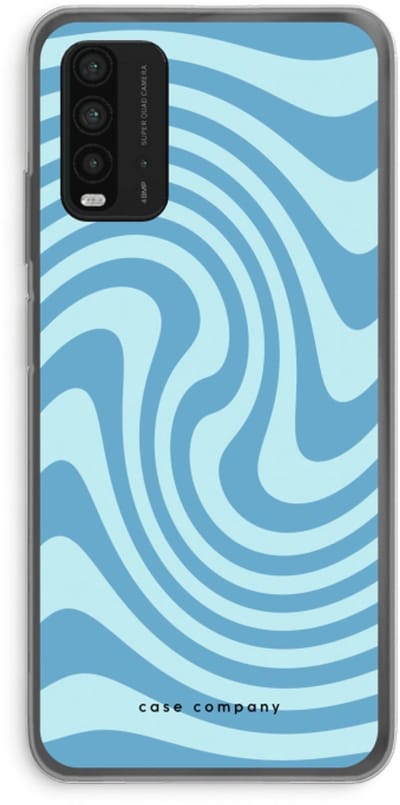 Case Company® - Hoesje geschikt voor Xiaomi Redmi 9T hoesje - Swirl Blauw - Soft Cover Telefoonhoesje - Bescherming aan alle Kanten en Schermrand