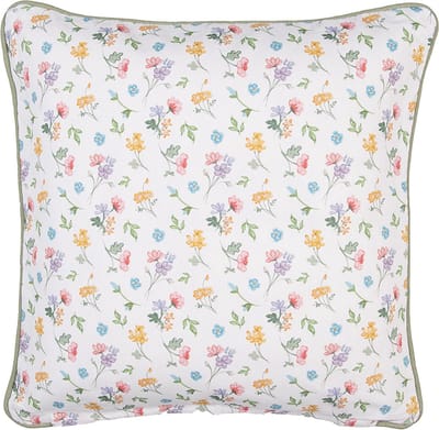 Clayre & Eef Kussenhoes 40x40 cm Wit Groen Katoen Bloemen
