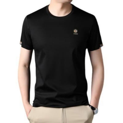 Heren T-shirt Zomer Nieuw Heren Casual Ronde Hals Top Korte Mouw Mode Eenvoudig T-shirt M black