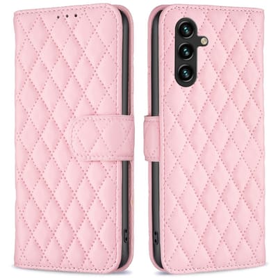 BINFEN Hoesje - Geschikt voor Samsung Galaxy A56 Hoesje - BINFEN Rhombus Book Case - Roze