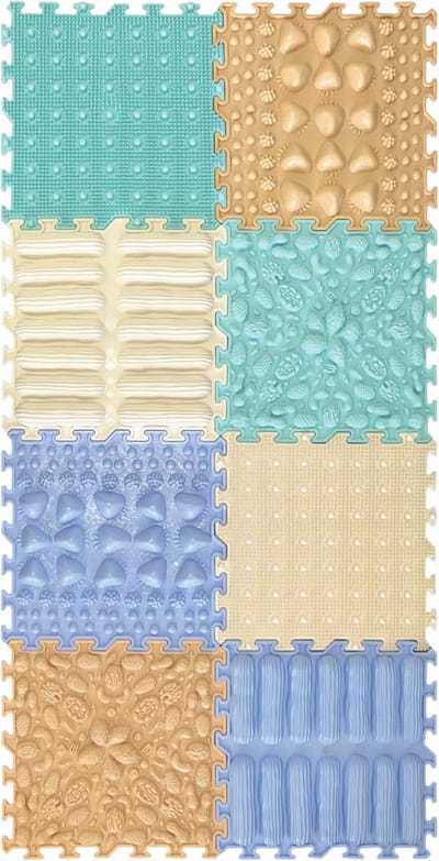 MELVRA Massagepuzzel Vloermatten - Orthopedische Puzzelmat - Voor Kinderen - Zintuiglijke Stimulatie - Interlocking Systeem - Zachte Pastelkleuren