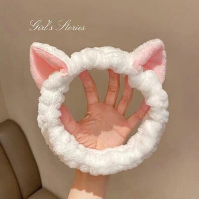 Bandeau pour Laver le Visage pour Femmes, Bandeau à Cheveux Tendance, Doux et Adorable, Bandeau Spécial pour Appliquer un Masque Facial blanc